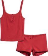 SKIMS Stretch Cotton Rib & Lace Pajamas