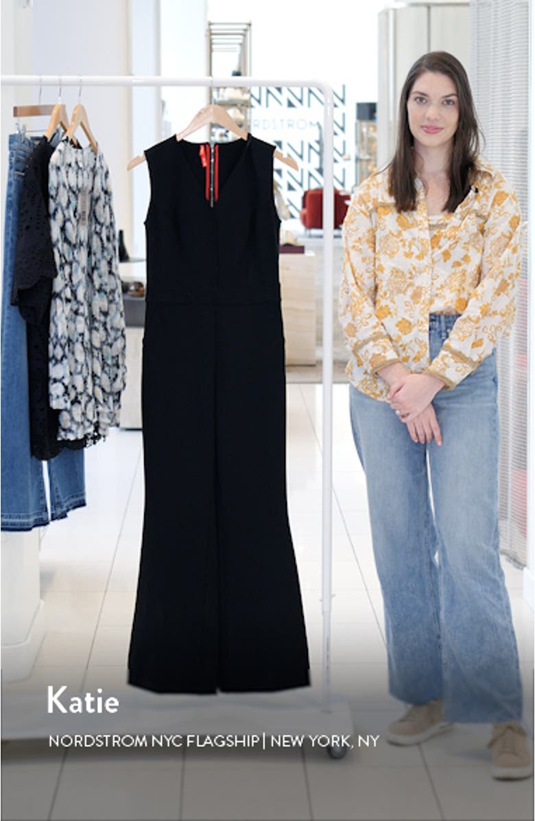 Sleeveless Flare Ponte Jumpsuit, sales video thumbnail