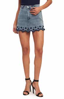 FLYING TOMATO Embroidered Denim Miniskort