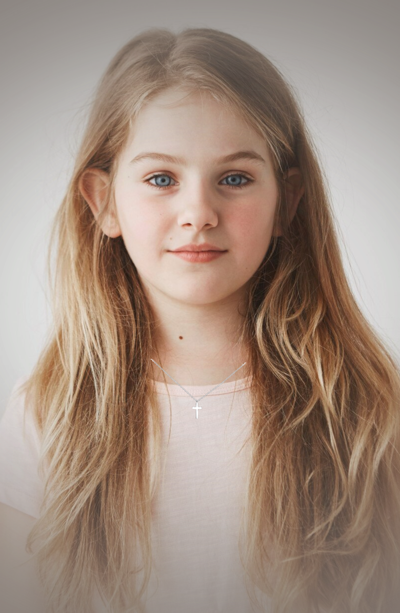 Little Miss Zoe Kids' Cross Necklace and Earrings Gift Set, Alternate, color, Silver