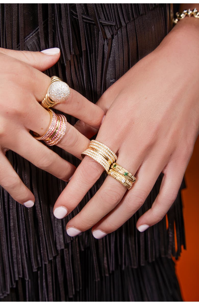 Campbell + Charlotte Revel Dimensional Pave Cigar Band, Alternate, color, Diamond- Gold