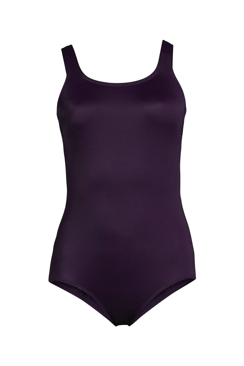 D-Cup Chlorine Resistant Scoop Neck Soft Cup Tugless Sporty One Piece Swimsuit Print, Alternate, color, Blackberry