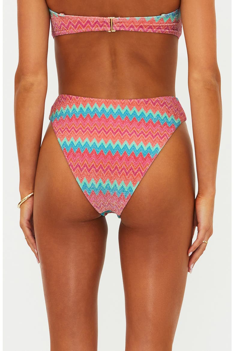 Amarie Metallic High Waist Bikini Bottoms, Alternate, color, STRAWBERRY ICE CHEVRON