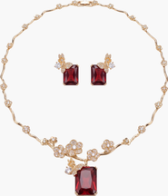 Modenaire Floral Butterfly Stone Pendant Necklace And Earrings Jewelry Set