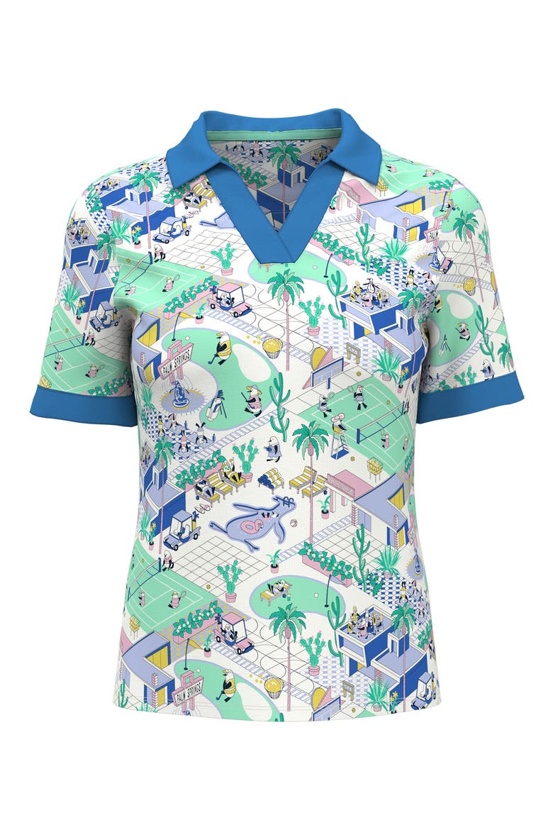 Palm Springs Print Polo, Main, color, BRIGHT WHITE