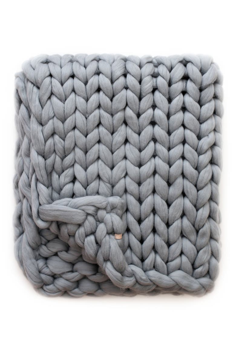 Merino Wool Throw Blanket, Main, color, WINTER GRAY