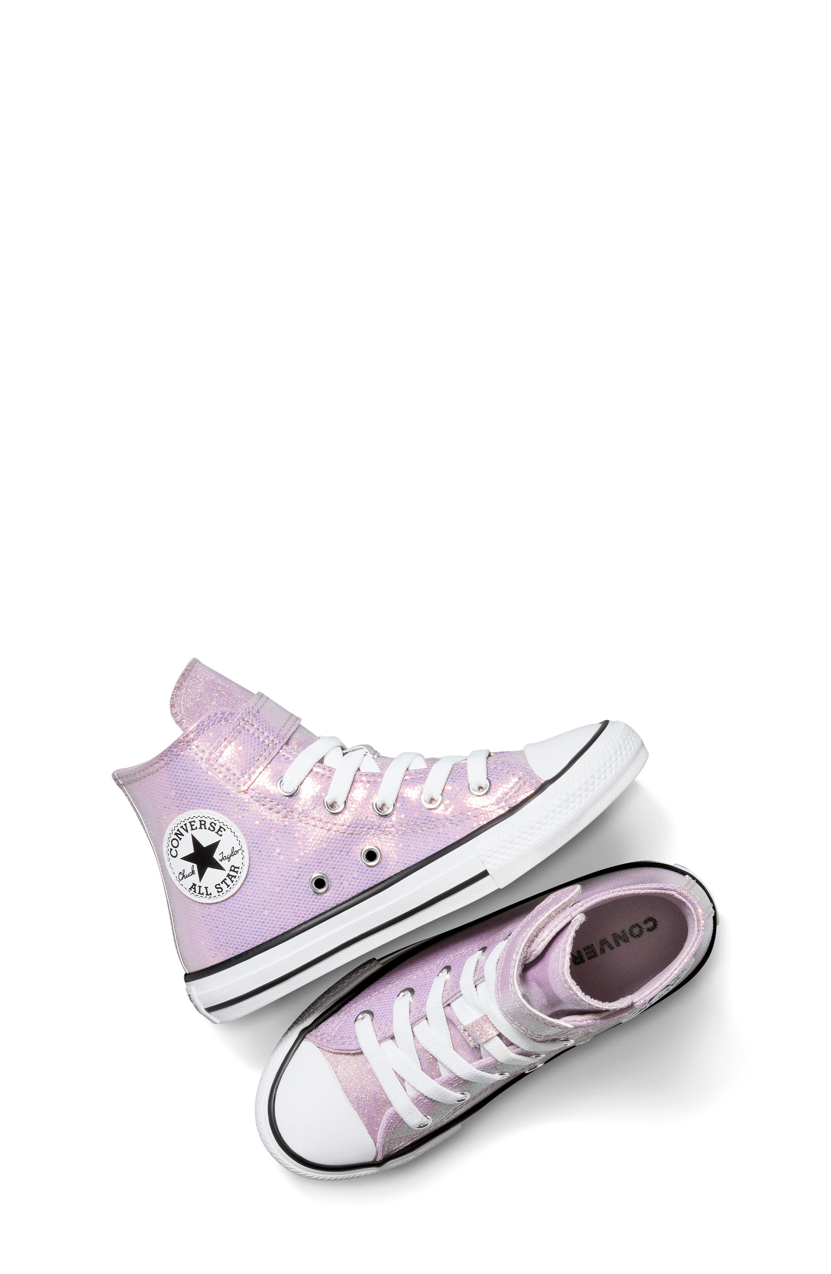 Converse Kids
 Chuck Taylor All Star Easy On Disco High Top Sneaker, Alternate, color, Altitude Lilac/ White/ Black