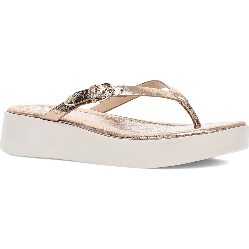 Frye Maya Buckle Platform Flip Flop In Dark Gold