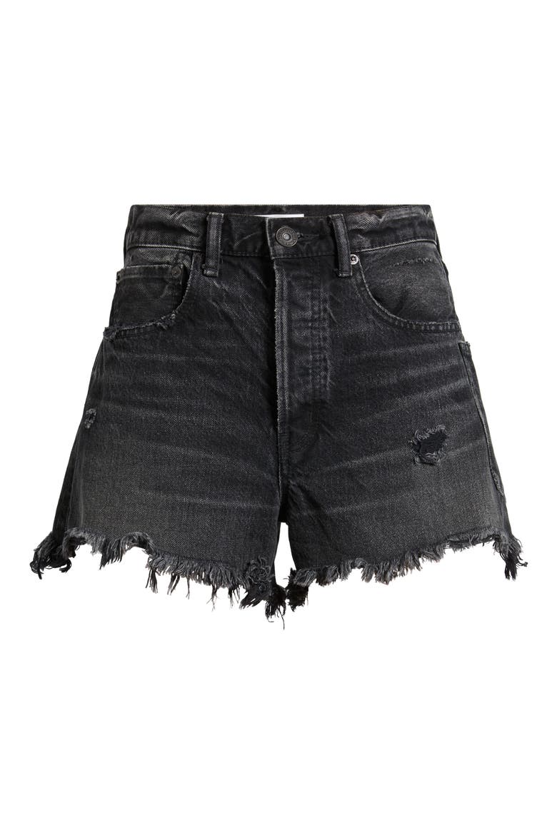 Harrington Ripped Denim Cutoff Shorts, Alternate, color, BLACK