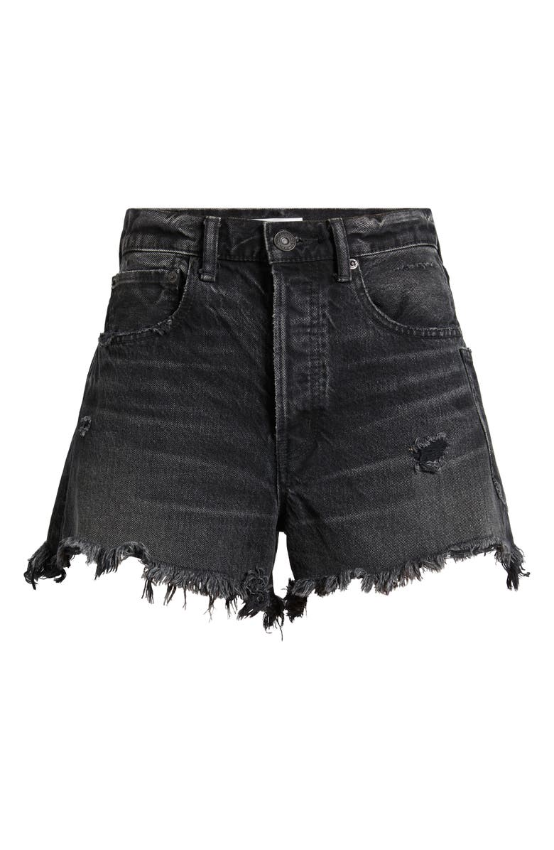MOUSSY VINTAGE Harrington Ripped Denim Cutoff Shorts, Alternate, color, Black