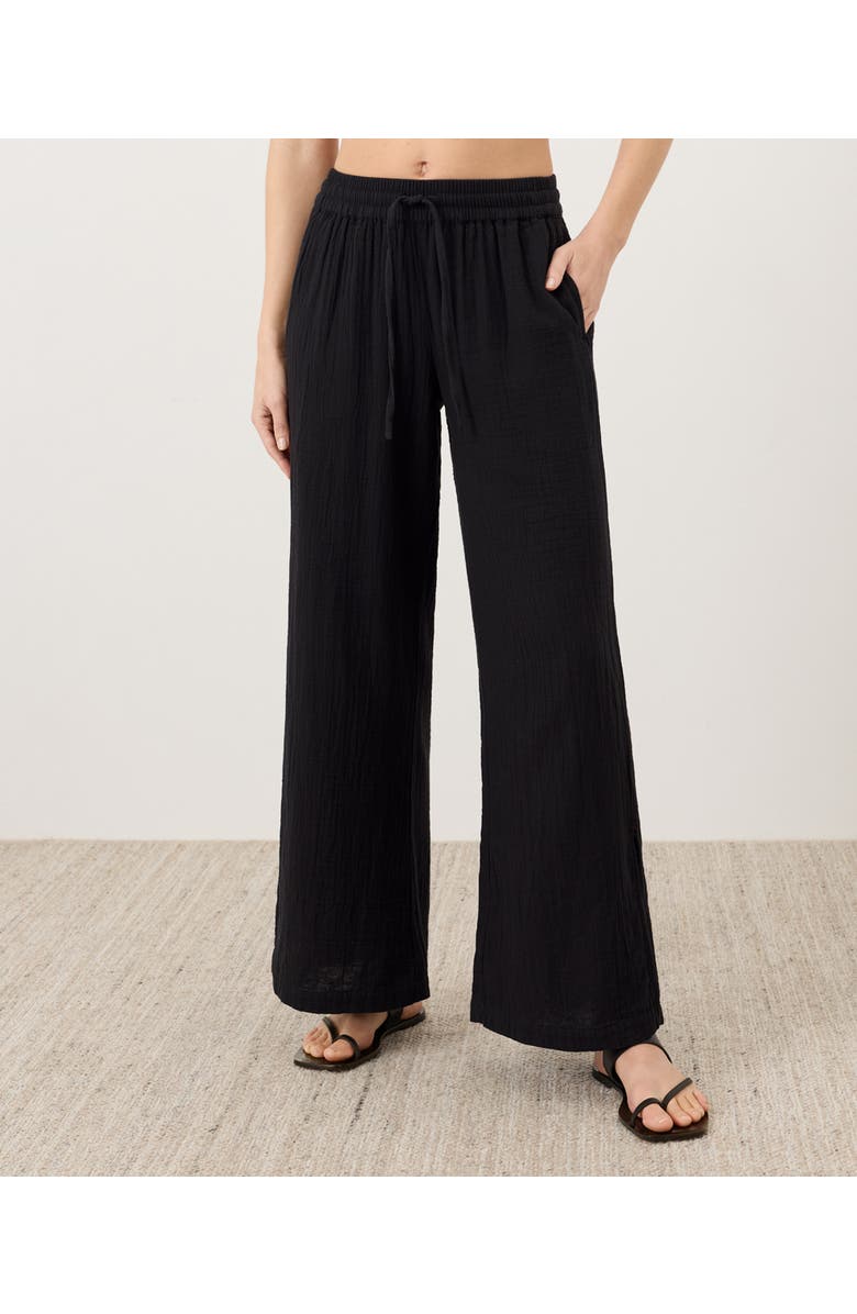 Pact Organic Cotton Coastal Double Gauze Pants, Main, color, Jet Black