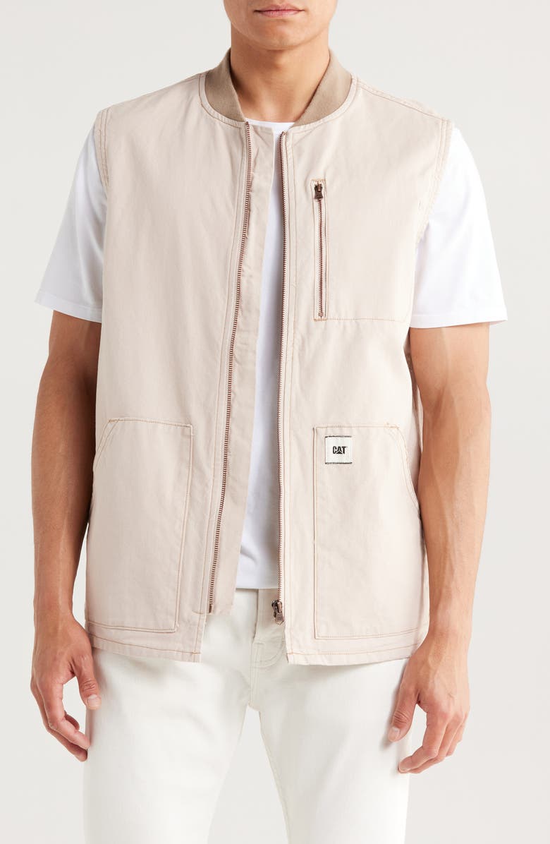 CAT WWR Utility Cotton Zip Vest, Main, color, Light Nomad