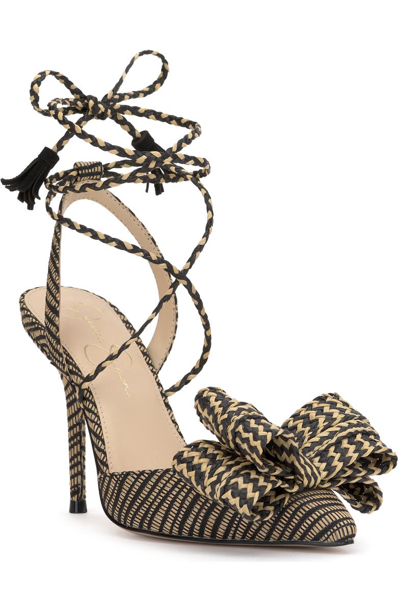 Jessica Simpson Hirlia Pointed Toe Ankle Tie Pump, Main, color, Natural/ Black