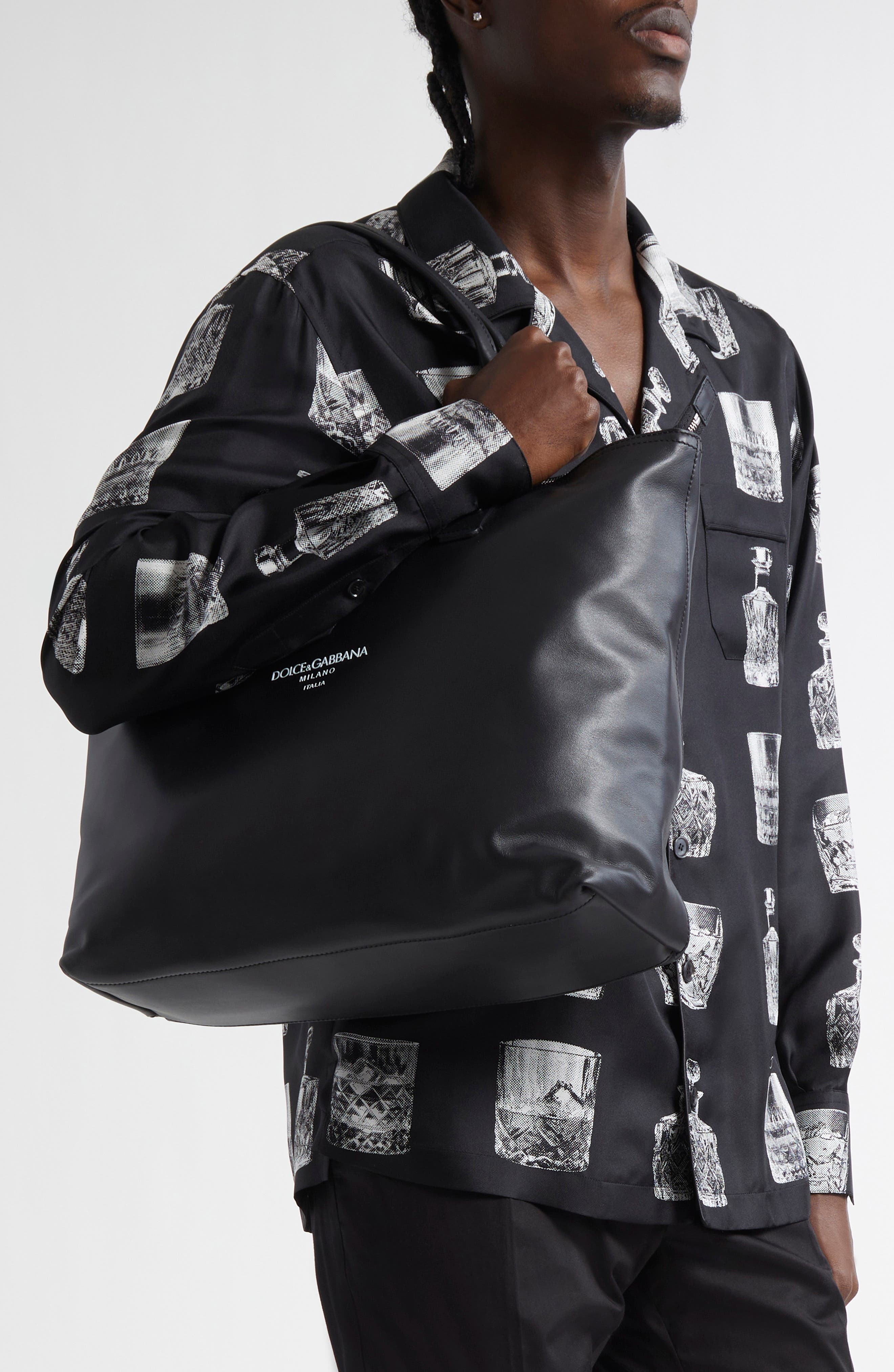 Dolce&Gabbana Medium Adamo Leather Shopper, Alternate, color, 80999 Nero