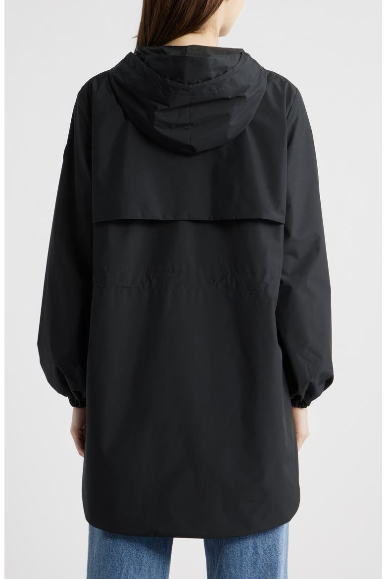 Fleur Water Resistant Hooded Raincoat, Alternate, color, BLACK