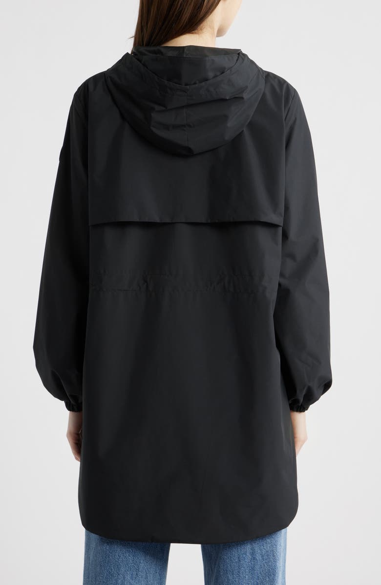 Save The Duck Fleur Water Resistant Hooded Raincoat, Alternate, color, Black