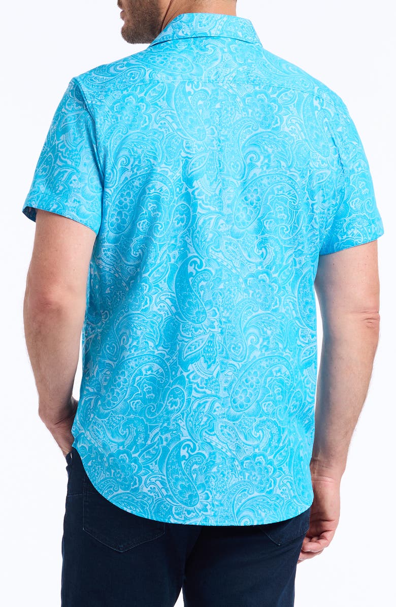 Robert Graham Hudson Short Sleeve Button-Up Shirt, Alternate, color, Blue