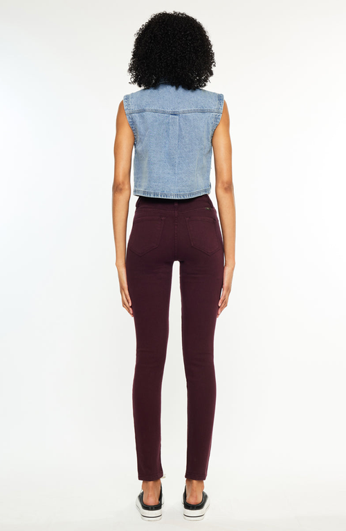 Kancan Gia High Rise Super Skinny Jeans In Burgundy