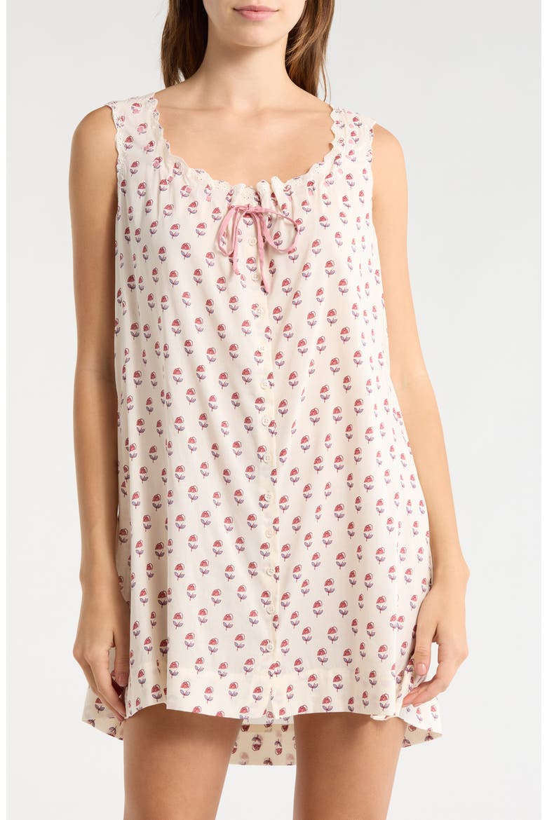 Holly Eyelet Trim Organic Cotton Blend Nightgown, Main, color, LAUREL CANYON