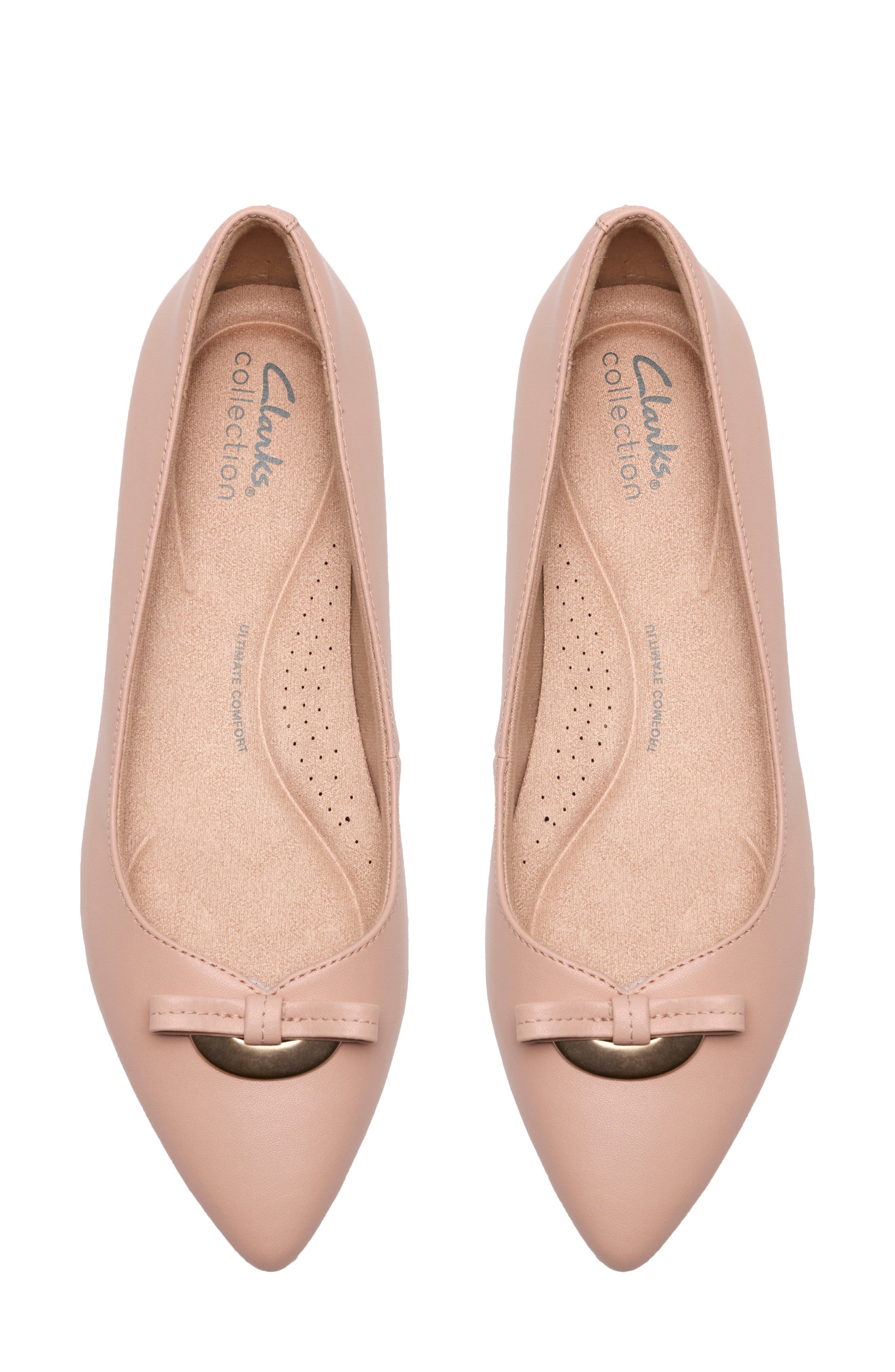 Natalyn Trim Faux Leather Ballet Flat, Alternate, color, LIGHT PINK LEA