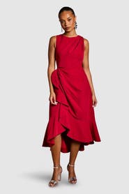 Coast Petite Crepe Ruffle Low Back Dress
