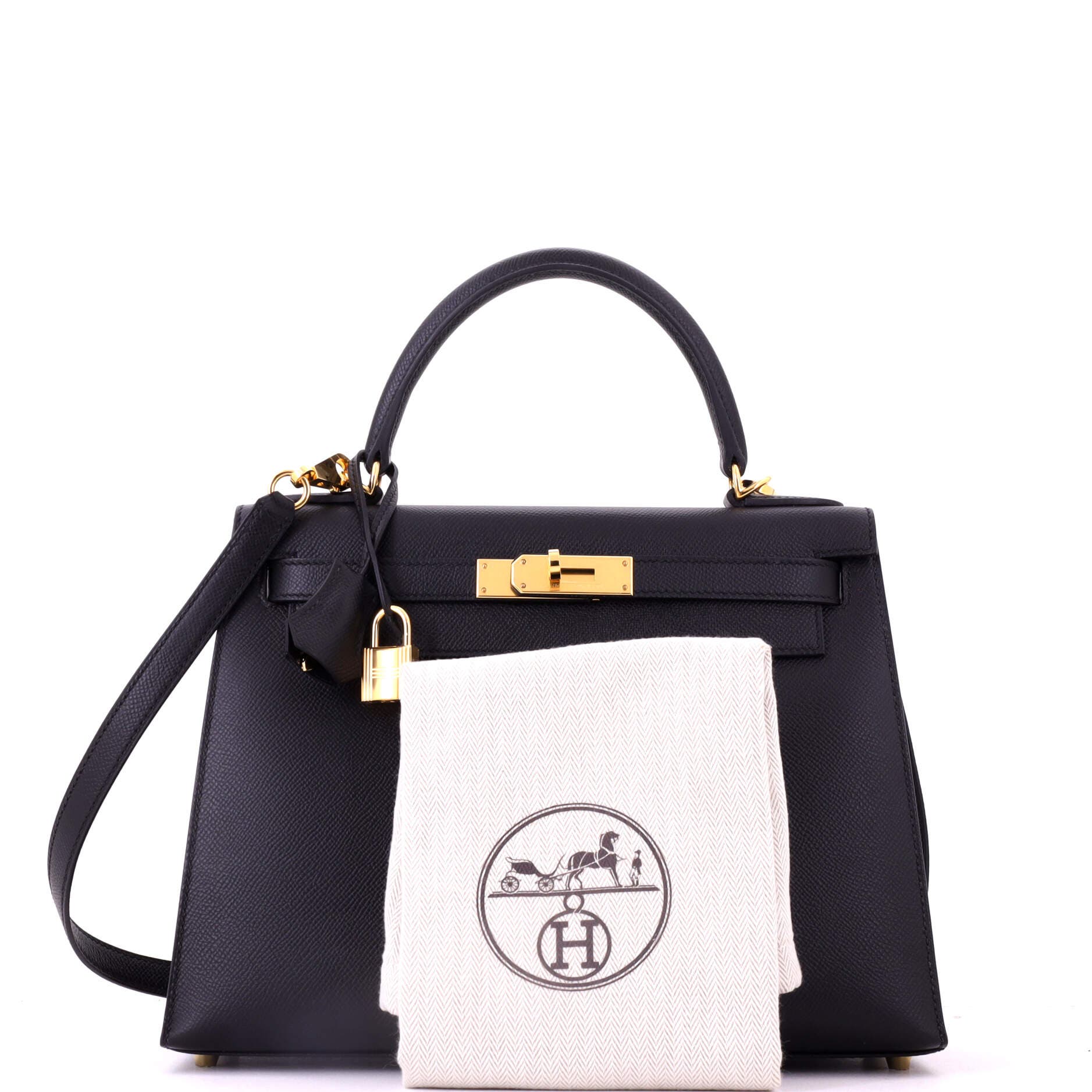 Pre-Owned Hermes Kelly Handbag Black Epsom with Gold Hardware 28, Alternate, color, Noir