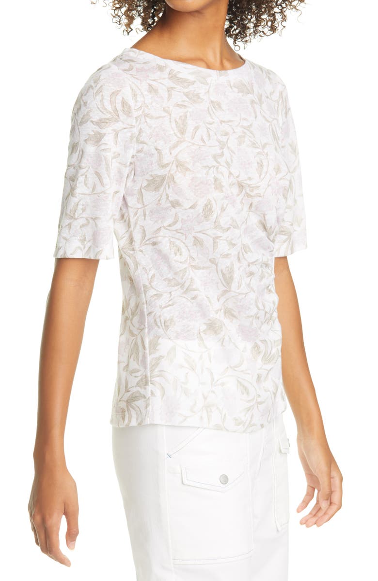 Rebecca Taylor Zadie Fleur Linen T-Shirt, Alternate, color, 