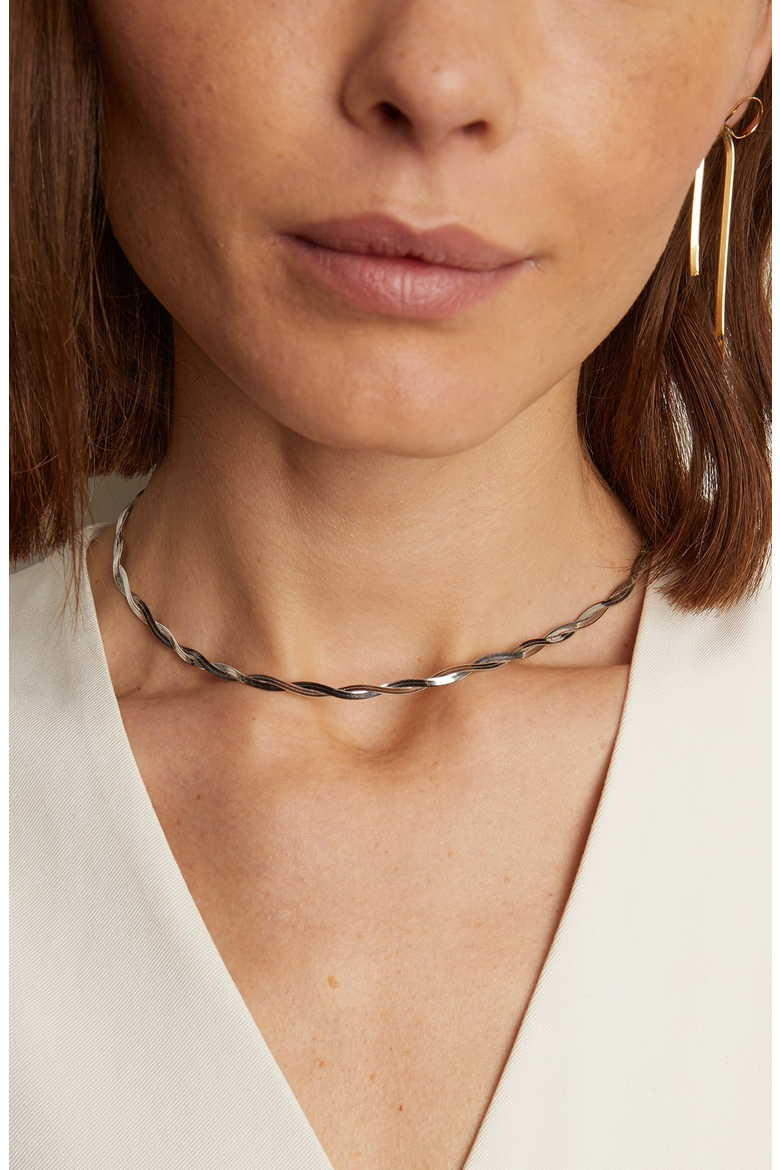 Herringbone Twist Necklace, Alternate, color, White Vermeil