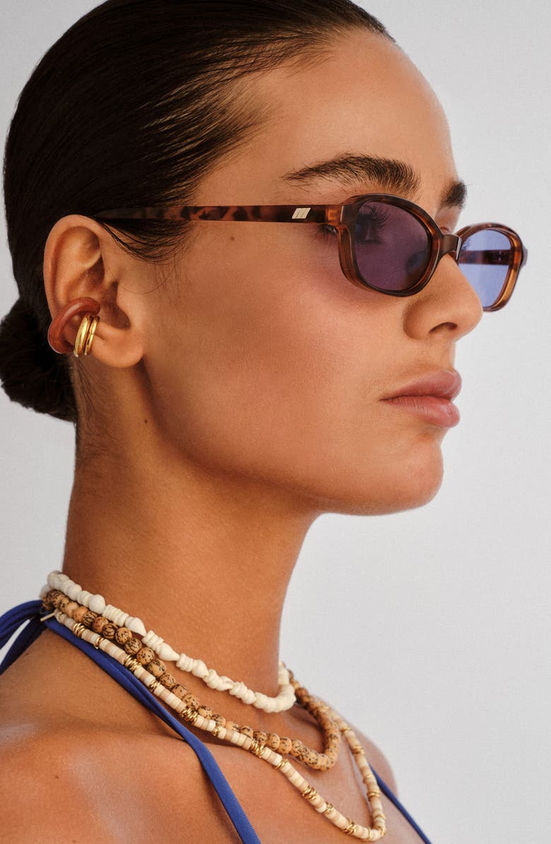 Le Specs Honey Pot 55mm Oval Sunglasses, Alternate, color, Amber Tort / Dusty Blue Tint