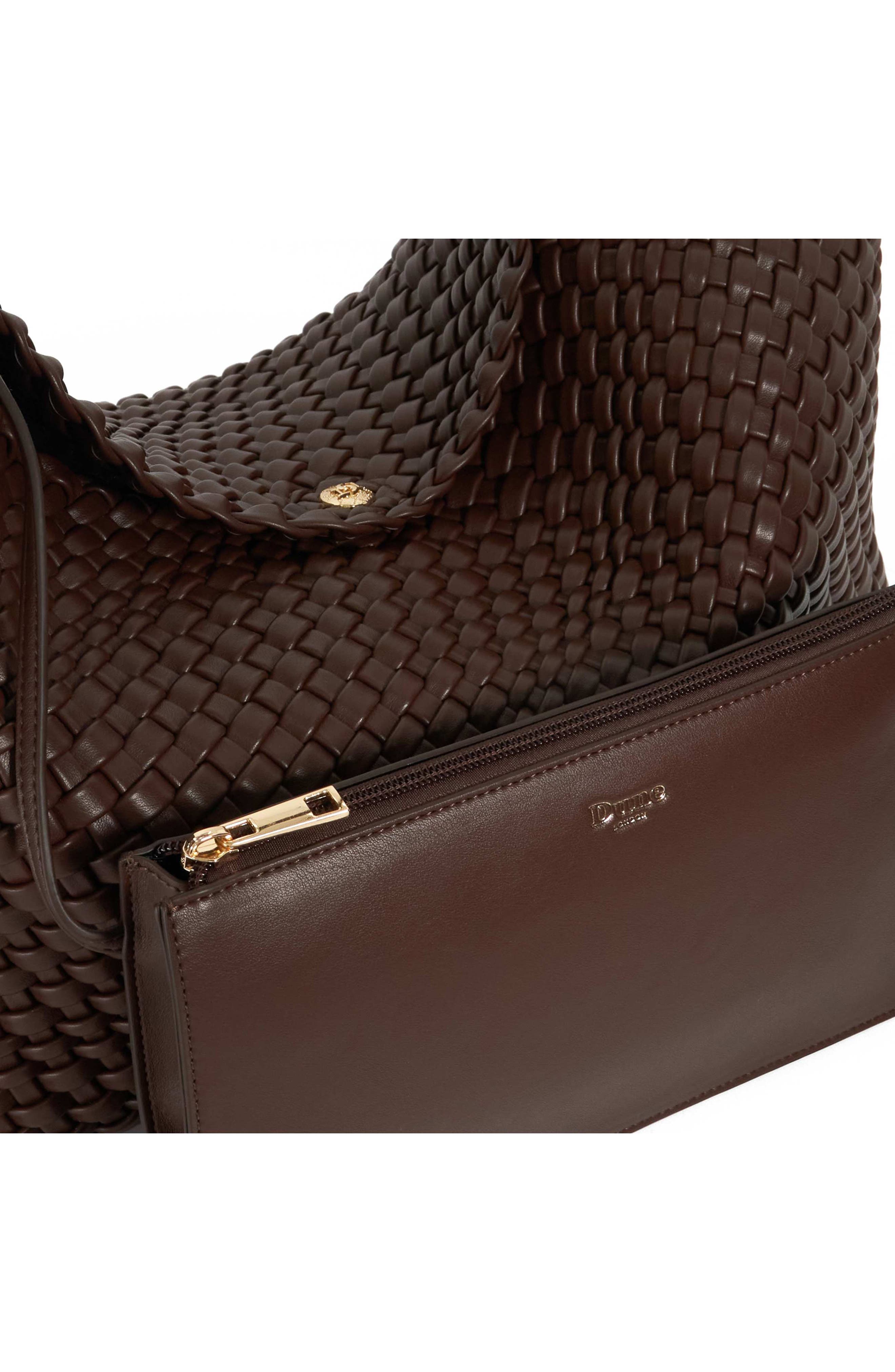 Deliberate L Woven Shoulder Bag, Alternate, color, DARK BROWN