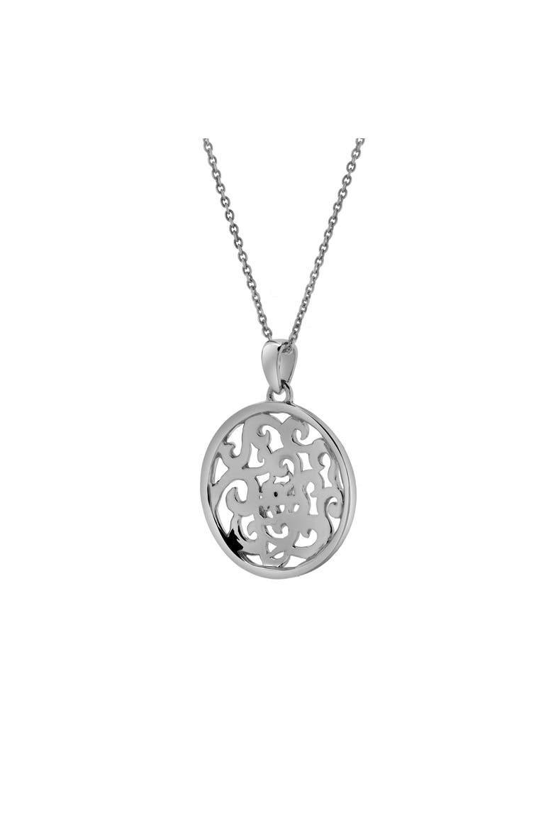 Lysandra Sterling Silver 0.02 Ct Diamond Filigree Disc Pendant, Alternate, color, 925 Sterling Silver