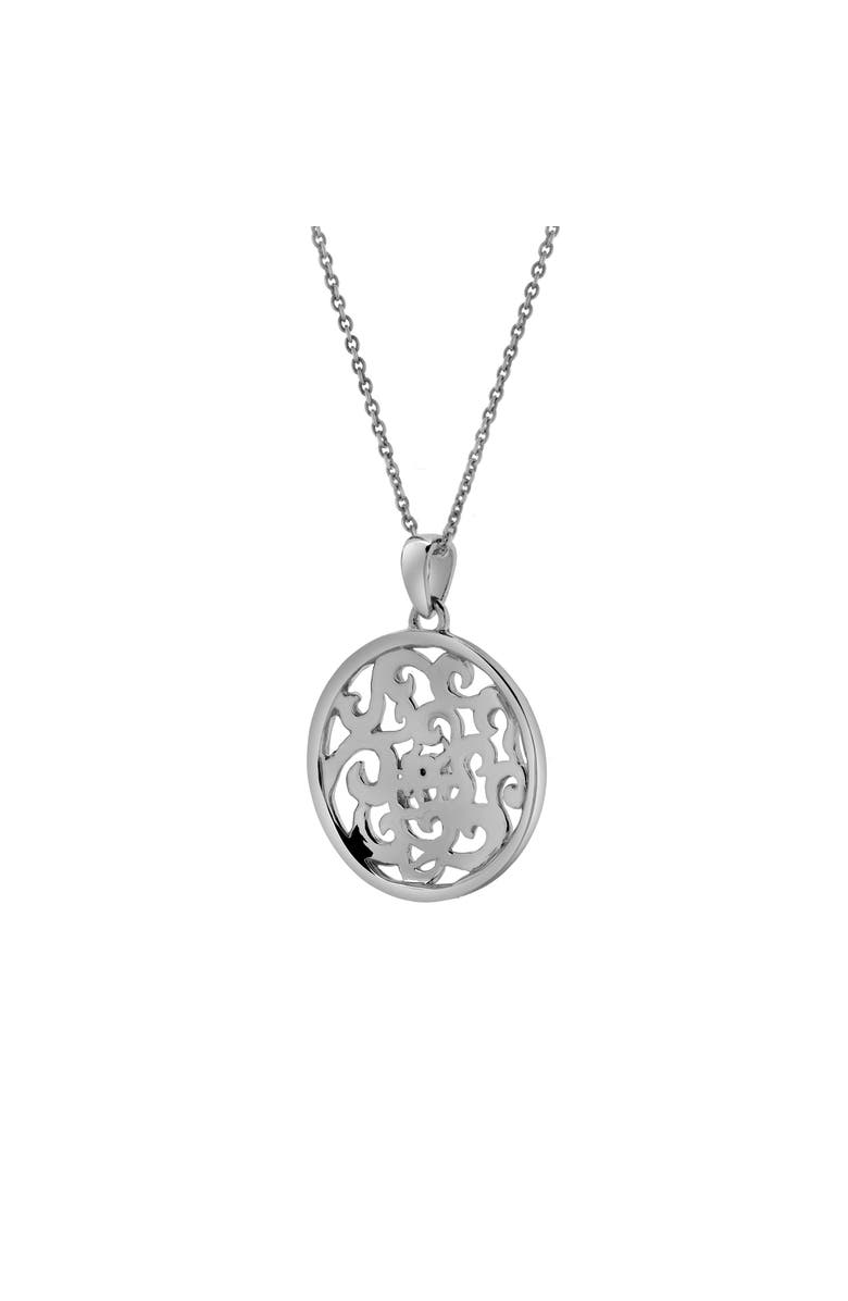 LuvMyJewelry Lysandra Sterling Silver 0.02 Ct Diamond Filigree Disc Pendant, Alternate, color, 925 Sterling Silver