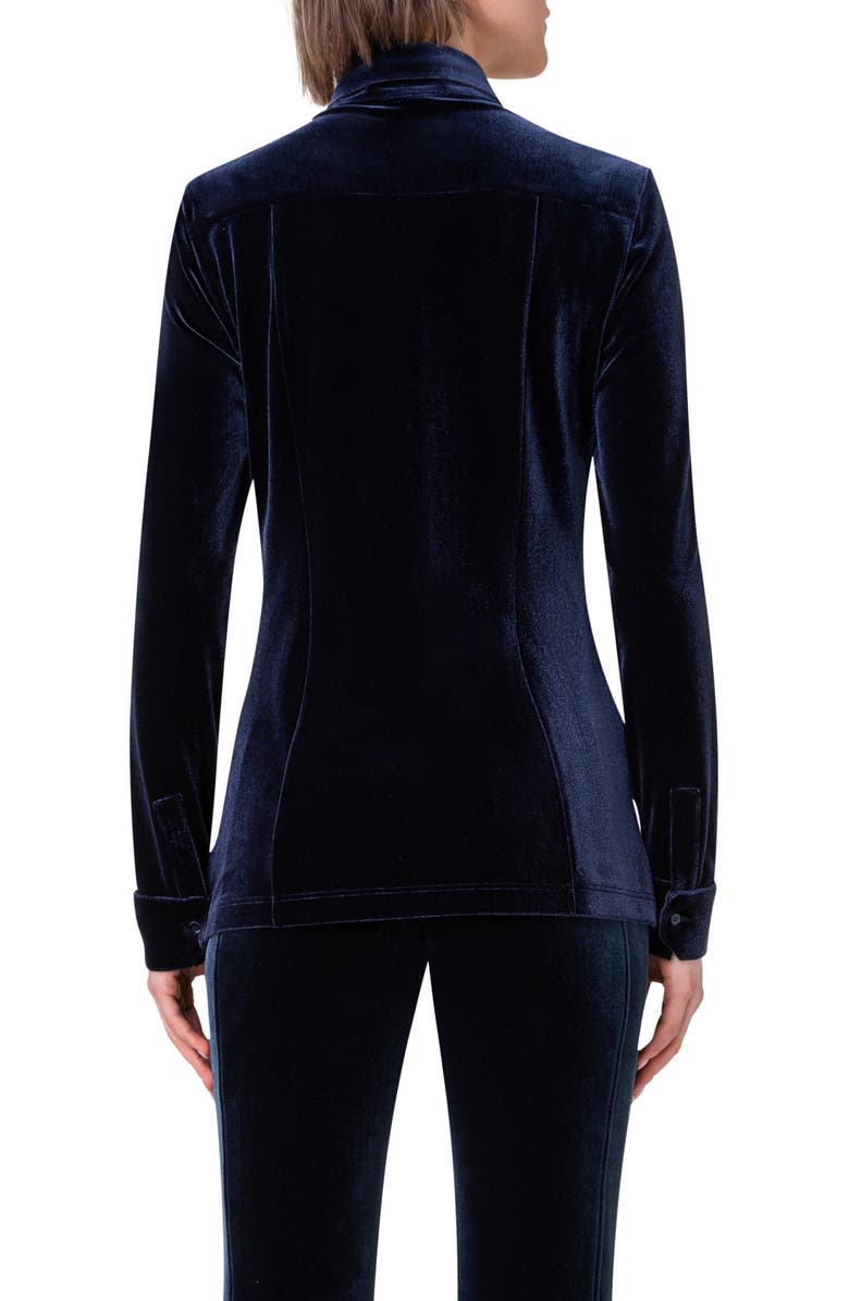 Akris Fluid Stretch Velvet Shirt, Alternate, color, 079 Navy