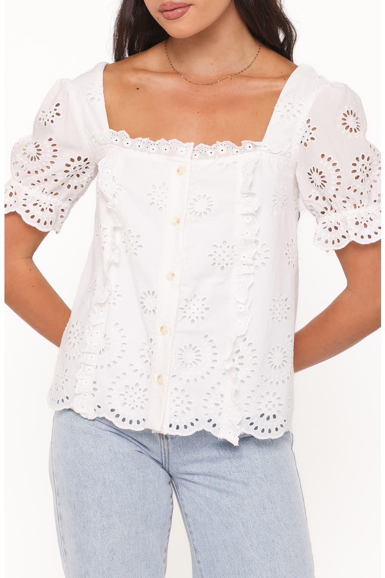 Kairi Eyelet Puff Sleeve Top, Main, color, WHITE BRODERIE