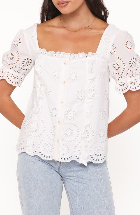 Kairi Eyelet Puff Sleeve Top
