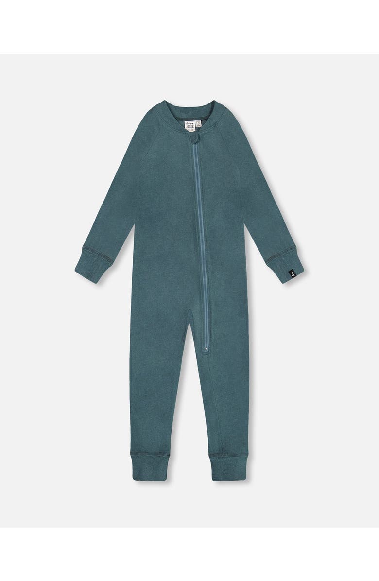 Deux par Deux Little Boy's One Piece Thermal Underwear Pine Green, Alternate, color,