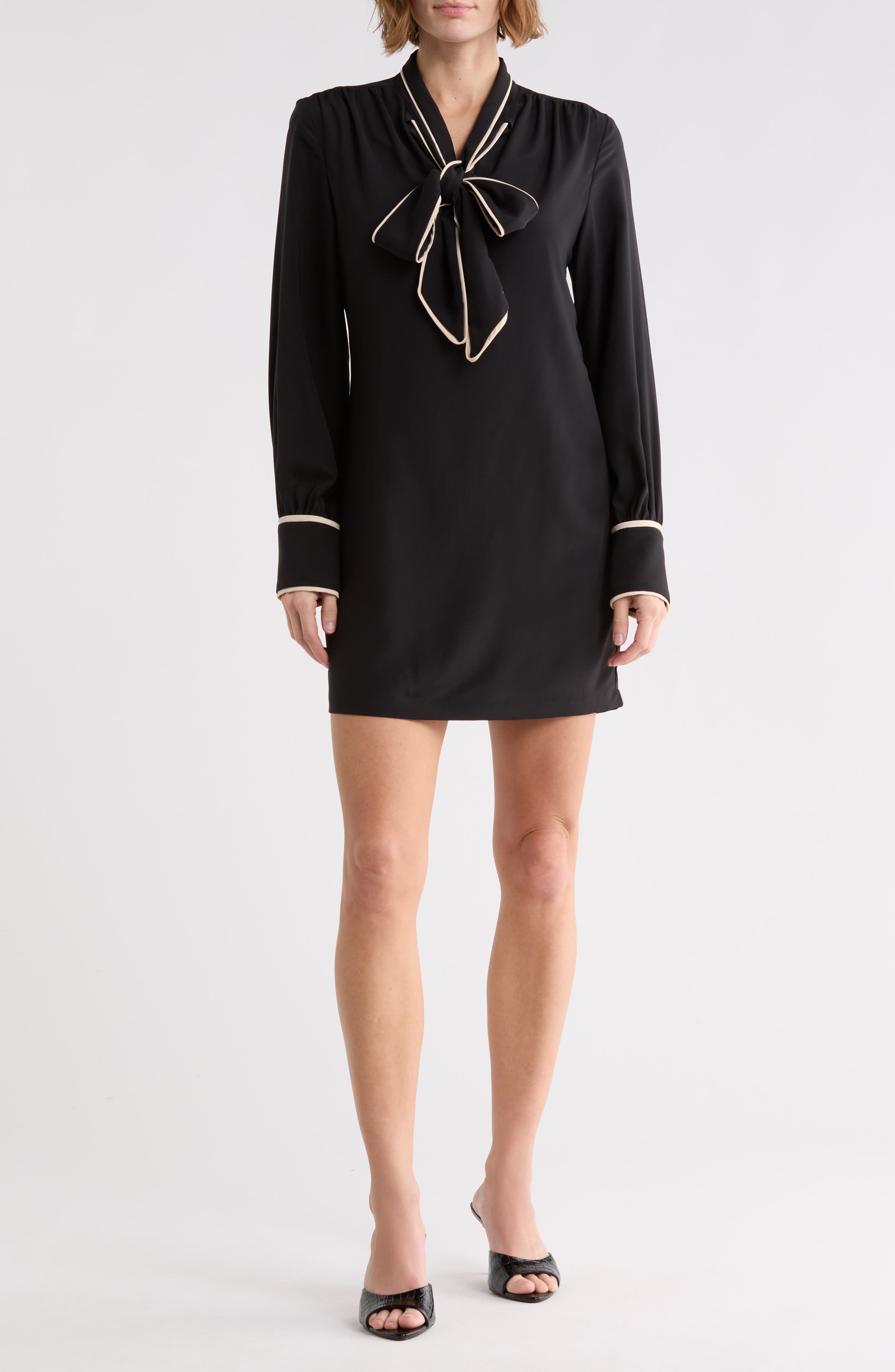 Bow Front Long Sleeve Minidress
