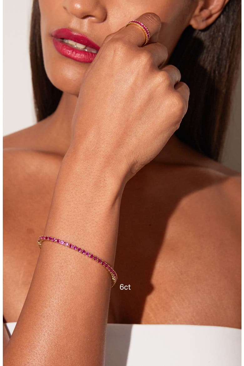 Lab Grown Red Ruby Tennis Bracelet - 6ct, Alternate, color, Yellow Gold Vermeil