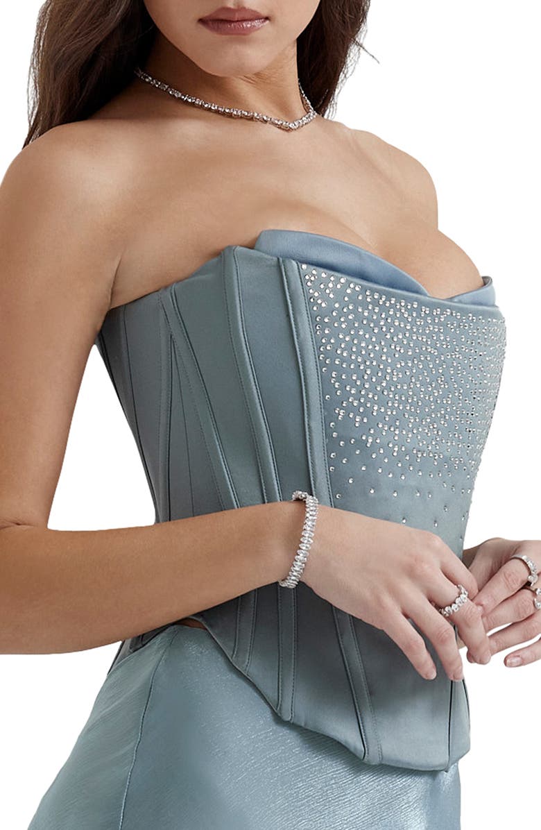 HOUSE OF CB Nastassia Embellished Satin Corset, Alternate, color, Cool Blue