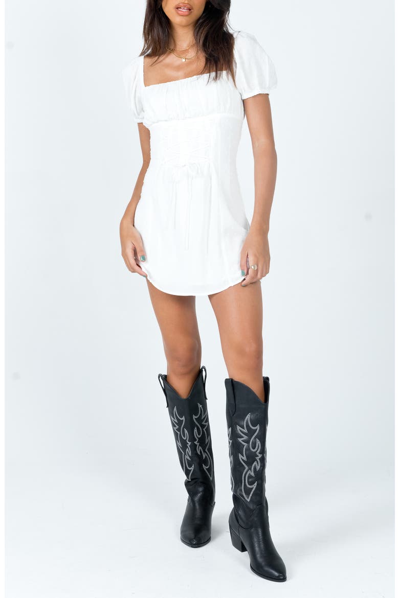 Fauci Lace-Up Minidress, Main, color, WHITE