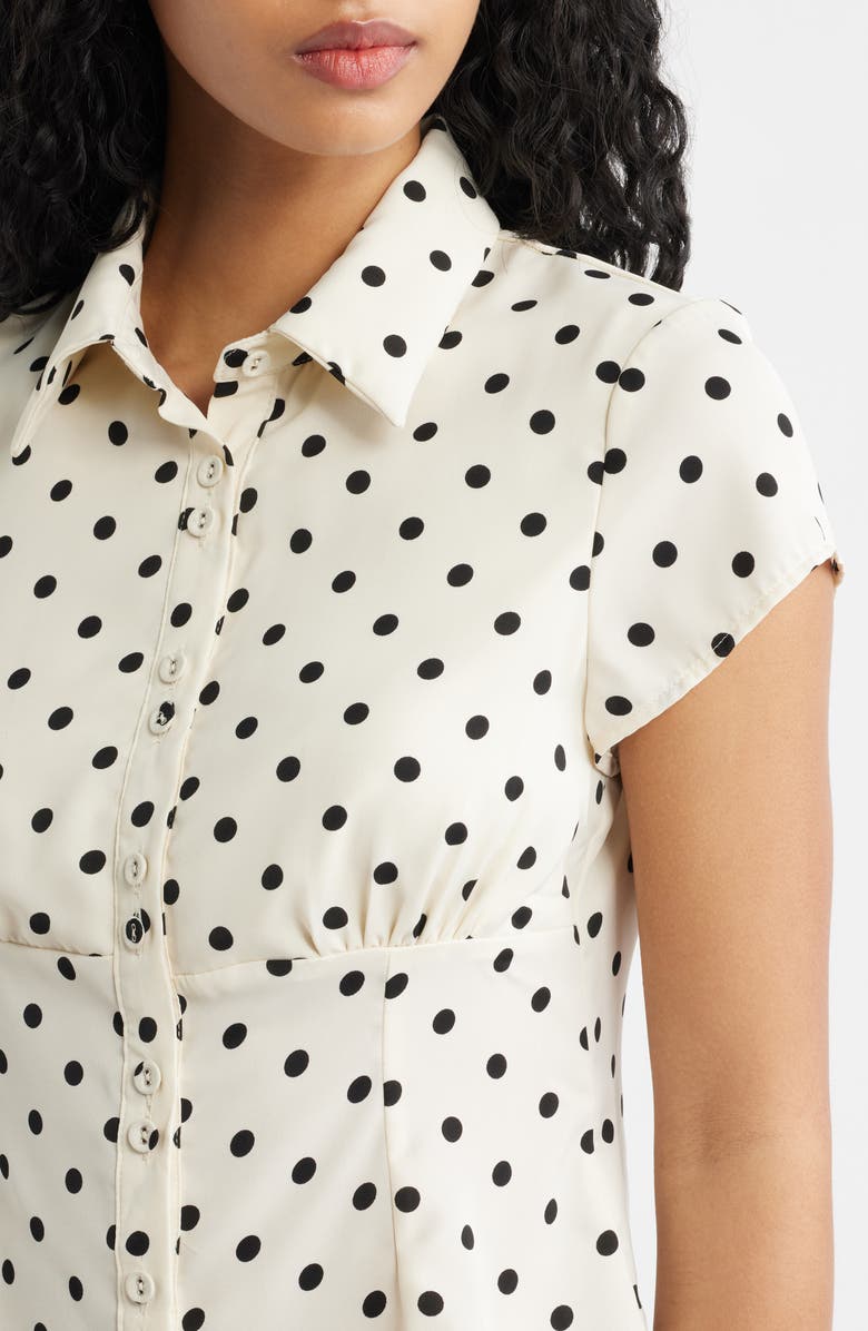 Princess Polly Cottesloe Polka Dot Crop Top, Alternate, color, Cream Polka