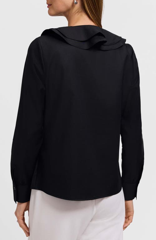 Foxcroft Shantel Ruffle Long Sleeve Top In Black