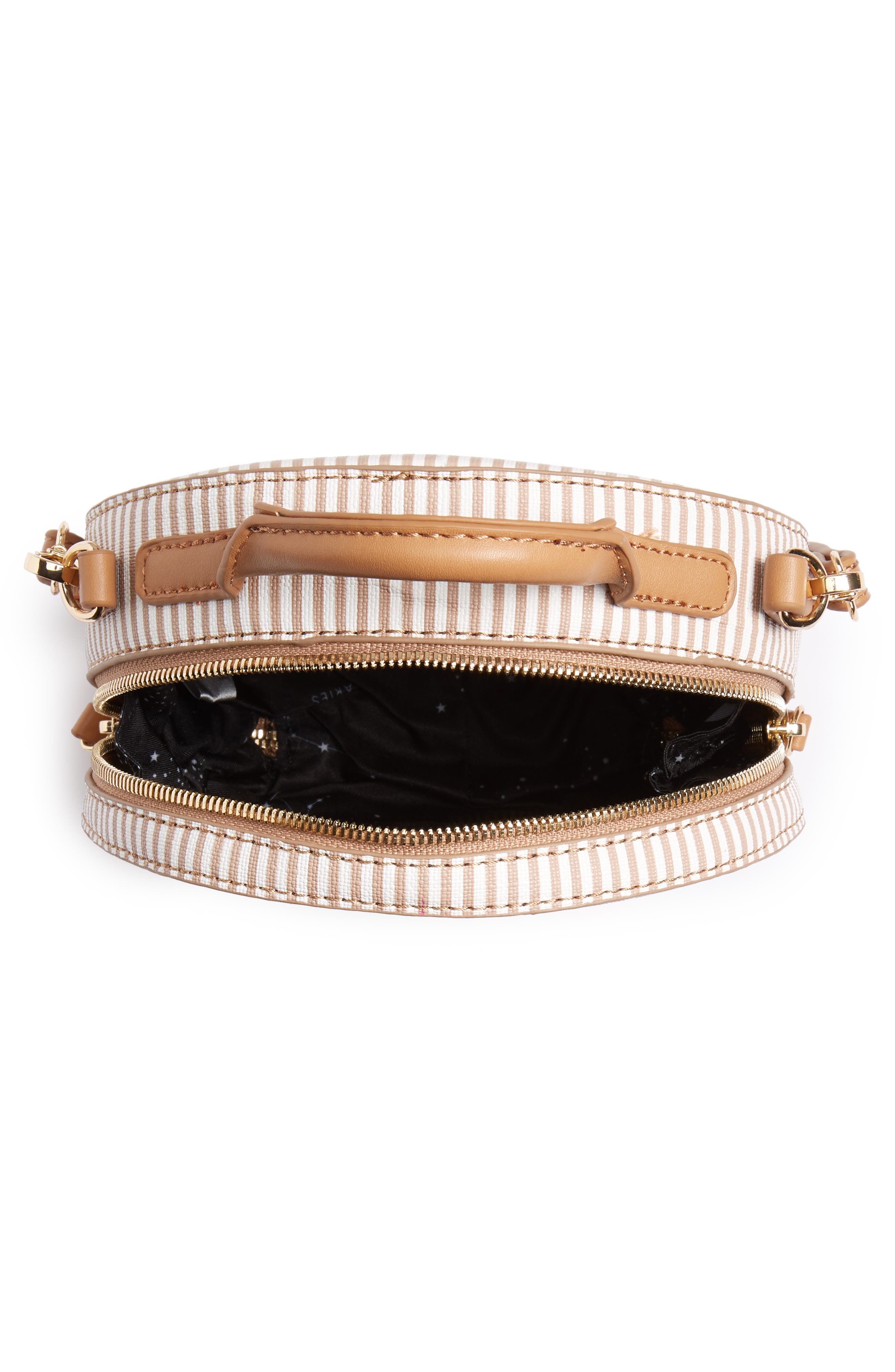 Semi Round Faux Leather Bag, Alternate, color, NUDE/ WHITE