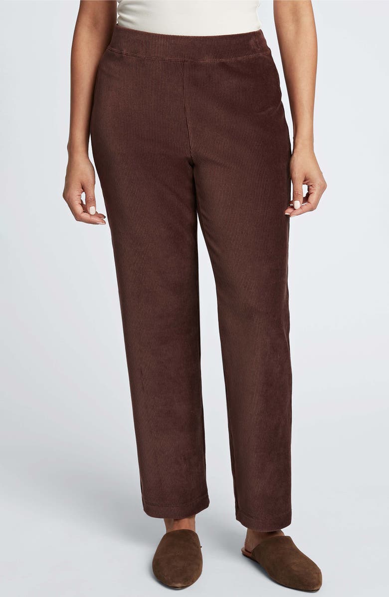 Foxcroft Caden Plush Corduroy Pants, Main, color, Chocolate