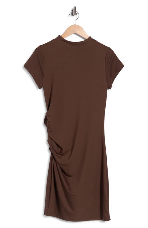 Funnel Neck Ruched Minidress