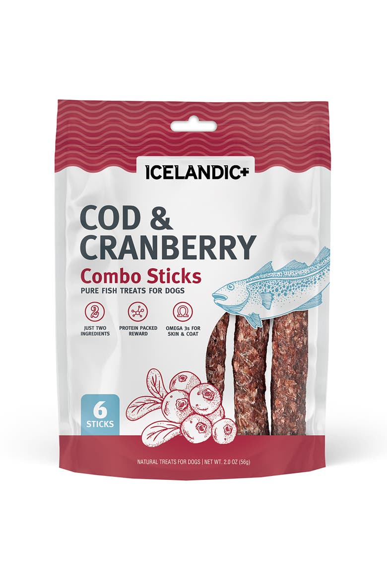 6 Count Cod & Cranberry Dog Treats, Main, color, Multicolored