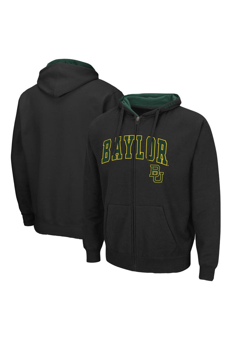 Men's Colosseum Black Baylor Bears Arch & Logo 3.0 Full-Zip Hoodie, Alternate, color, Black