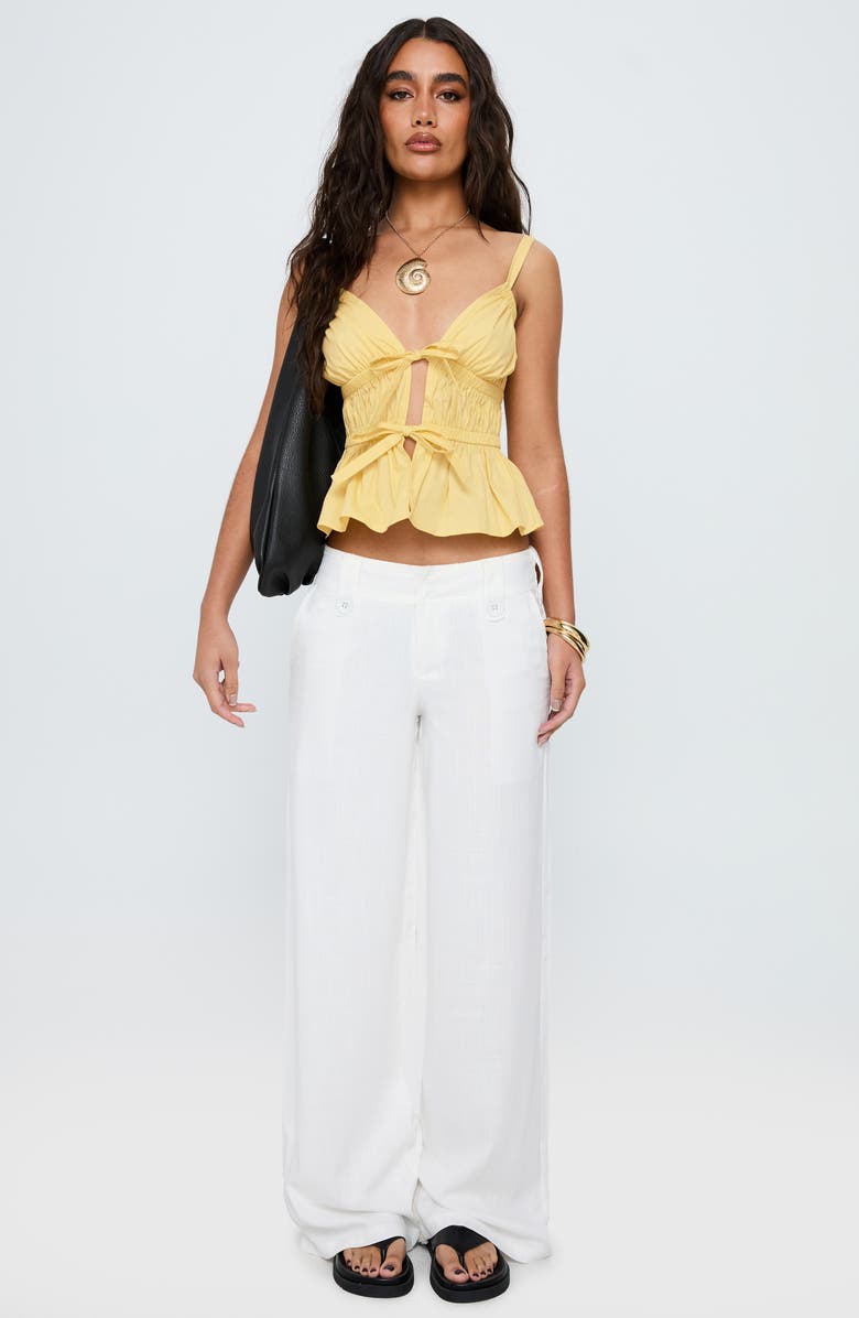 Princess Polly Pedra Linen Blend Wide Leg Pants, Alternate, color, White