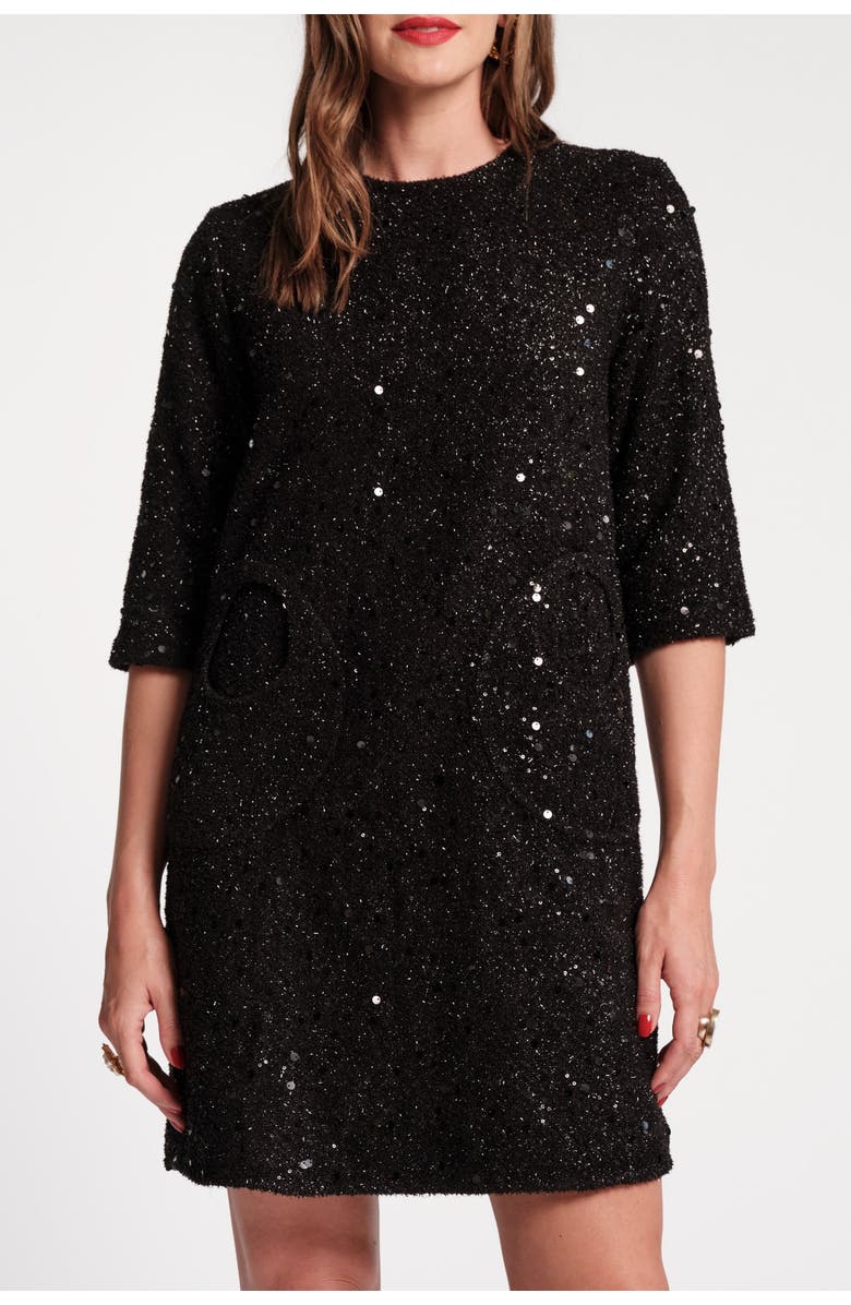 Frances Valentine Mod Dress Sequin, Main, color, Black