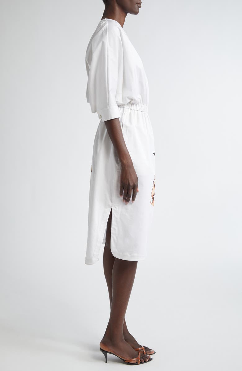 Jason Wu Collection Floral Print Dolman Sleeve Dress, Alternate, color, Chalk / Sand Multi